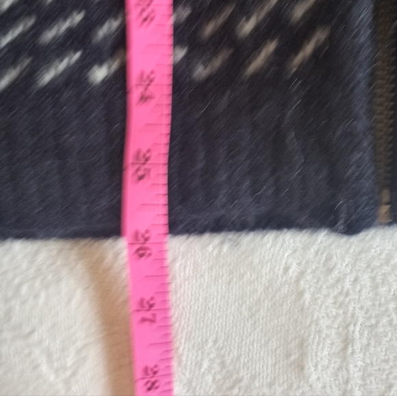 LL Bean Wool Classic Navy Blue White Birdseye Knit Zipper Cardigan Sweater L - Picture 6 of 7